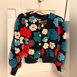 Boho Floral Patterned Button-Up fuzzy Sweater